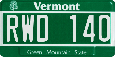 VT license plate RWD140