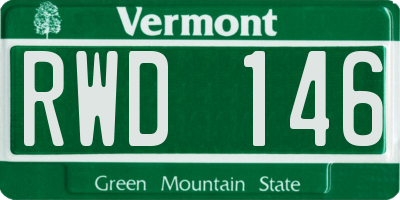 VT license plate RWD146