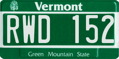 VT license plate RWD152