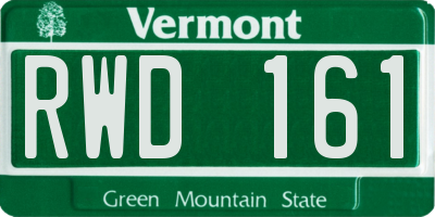 VT license plate RWD161