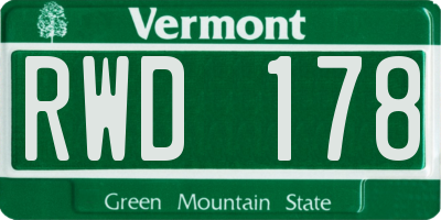 VT license plate RWD178