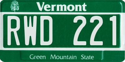 VT license plate RWD221