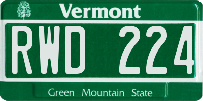 VT license plate RWD224