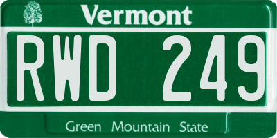 VT license plate RWD249