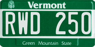 VT license plate RWD250
