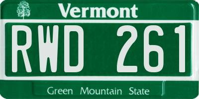 VT license plate RWD261