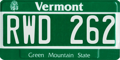 VT license plate RWD262