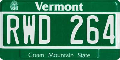 VT license plate RWD264