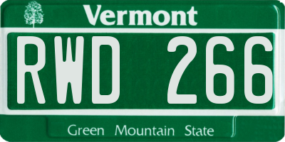 VT license plate RWD266