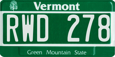 VT license plate RWD278