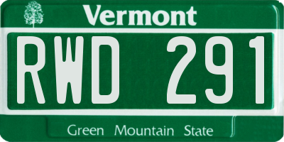 VT license plate RWD291