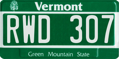 VT license plate RWD307