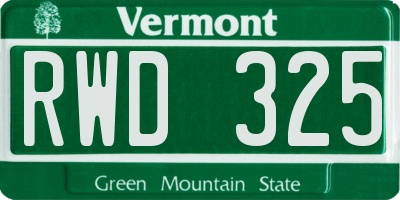 VT license plate RWD325