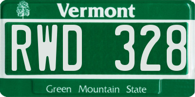 VT license plate RWD328