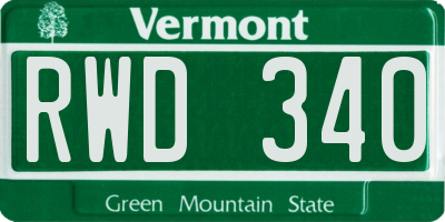 VT license plate RWD340