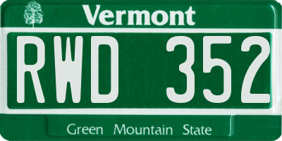 VT license plate RWD352