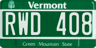 VT license plate RWD408