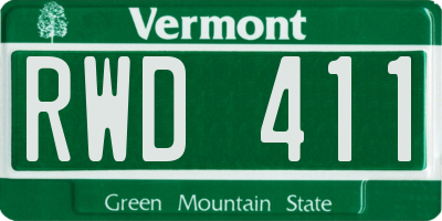 VT license plate RWD411