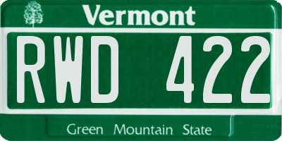 VT license plate RWD422