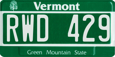 VT license plate RWD429