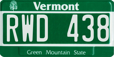 VT license plate RWD438