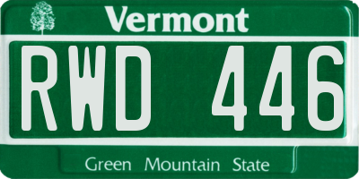 VT license plate RWD446