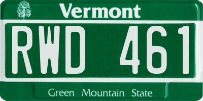 VT license plate RWD461