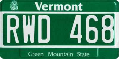 VT license plate RWD468