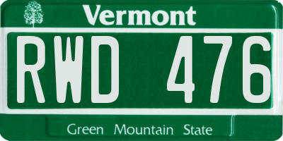 VT license plate RWD476