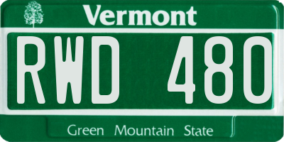 VT license plate RWD480