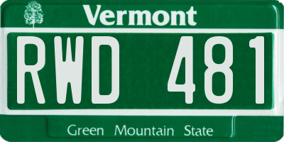 VT license plate RWD481