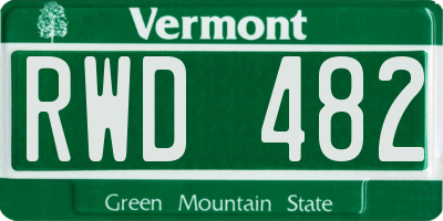VT license plate RWD482
