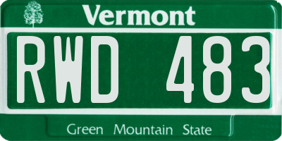 VT license plate RWD483