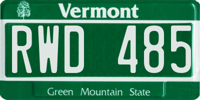 VT license plate RWD485