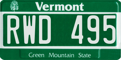 VT license plate RWD495