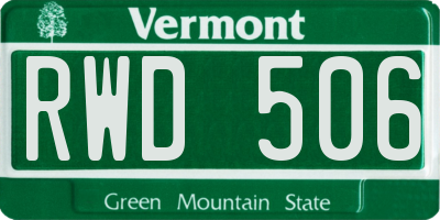 VT license plate RWD506