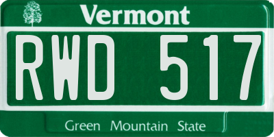 VT license plate RWD517