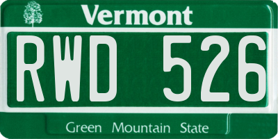 VT license plate RWD526