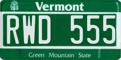 VT license plate RWD555
