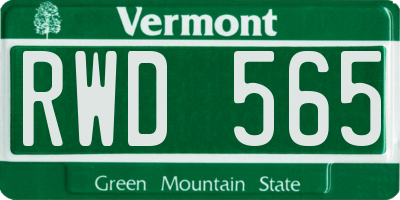 VT license plate RWD565