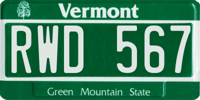 VT license plate RWD567