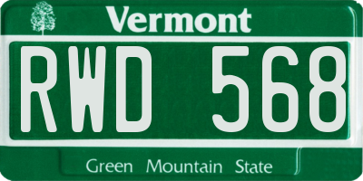 VT license plate RWD568