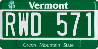 VT license plate RWD571