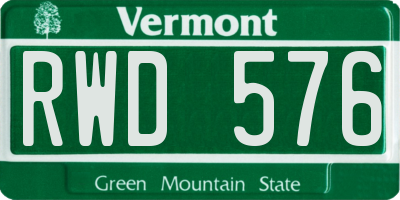 VT license plate RWD576