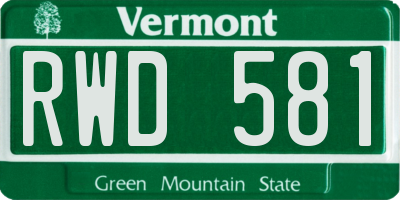 VT license plate RWD581