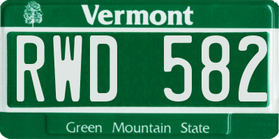 VT license plate RWD582
