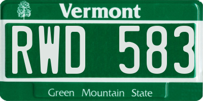 VT license plate RWD583