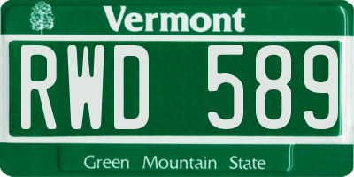 VT license plate RWD589