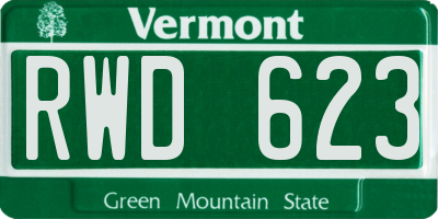 VT license plate RWD623
