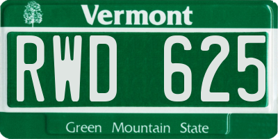 VT license plate RWD625